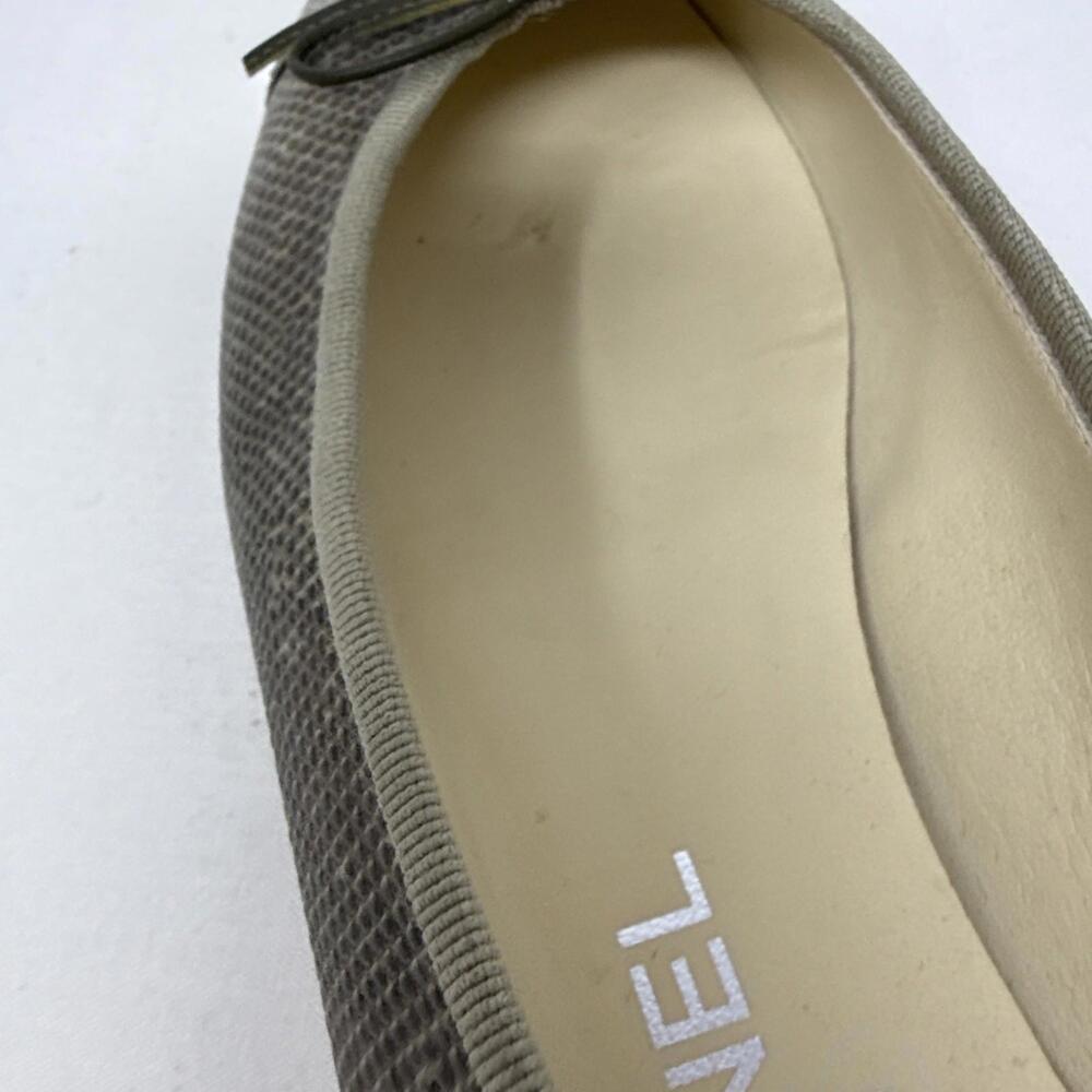 Authentic Chanel Snake Skin  CC Logo Ballerina Flats Size 38.5 - Picture 9 of 16
